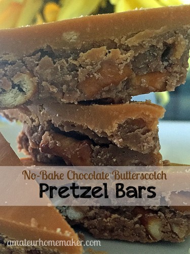No-Bake Chocolate Butterscotch Pretzel Bars